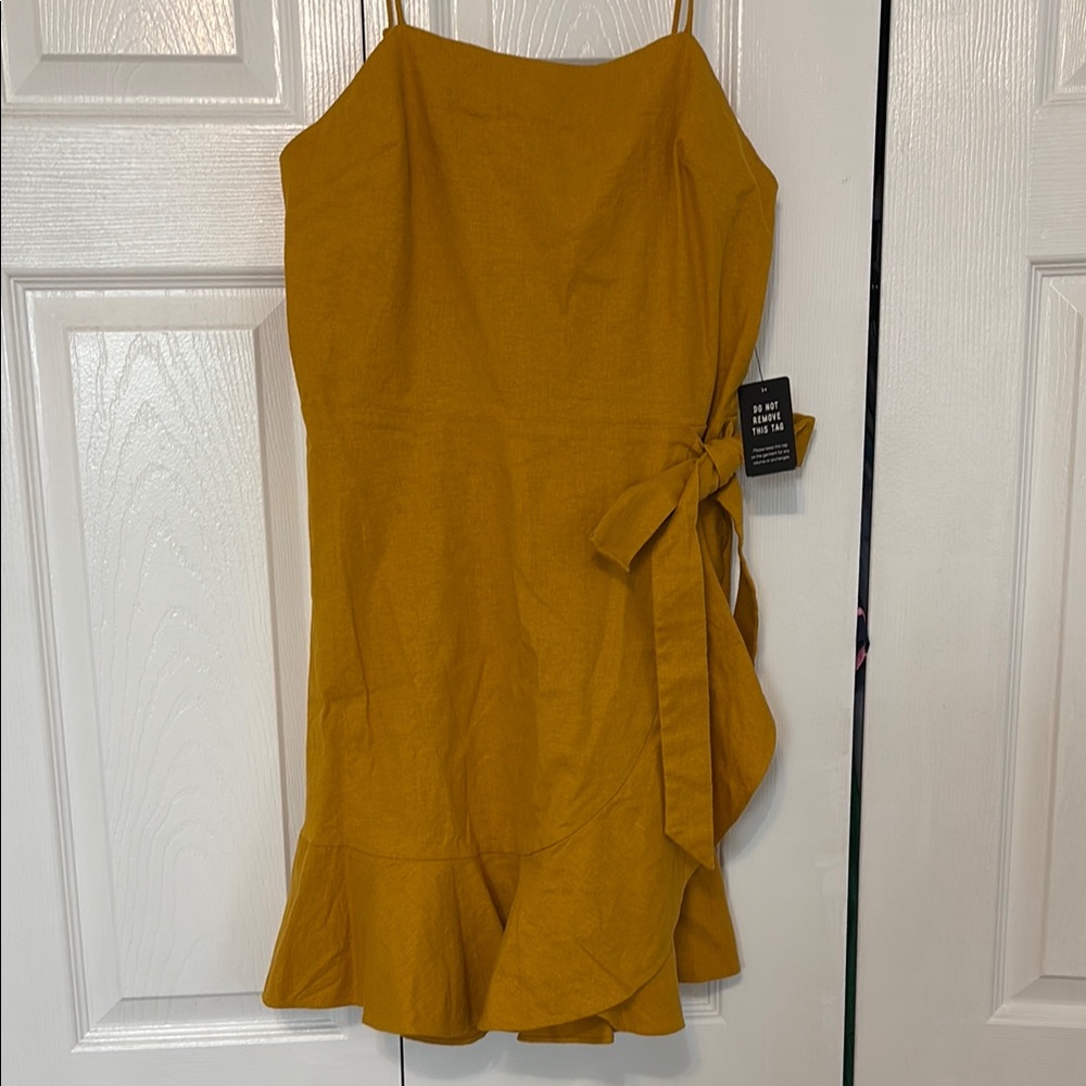 Express mustard  Yellow Sleeveless Dress with Ruffle Hem